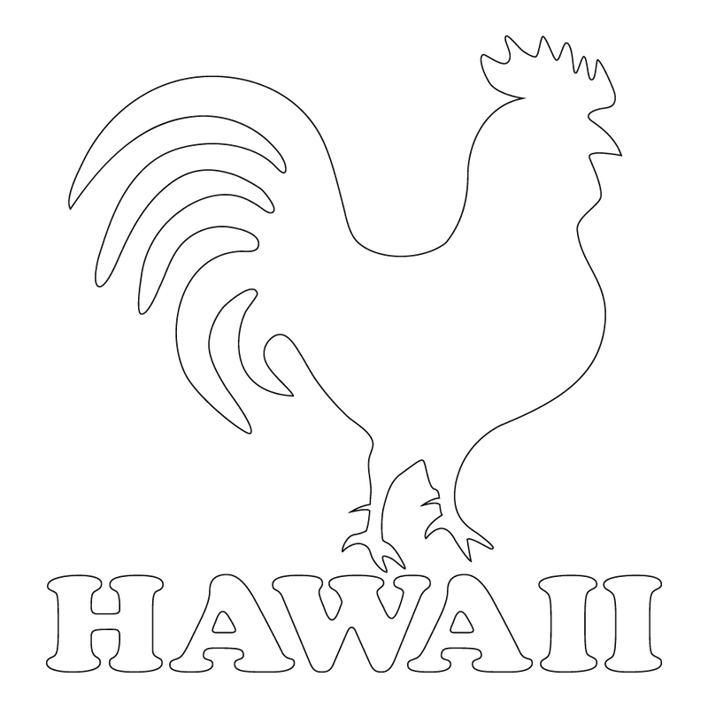 167 Hawaii Rooster Sticker 5" x 5"