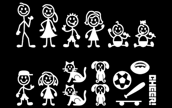 Stick Figure Family Car Stickers Stick Figure Family Decals Family